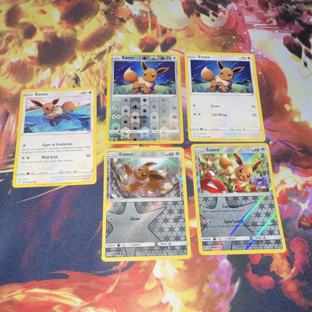 Pokemon Eevee Card Lot x5 Reverse Holo + Holo Vivid Voltage Shining Fates NM